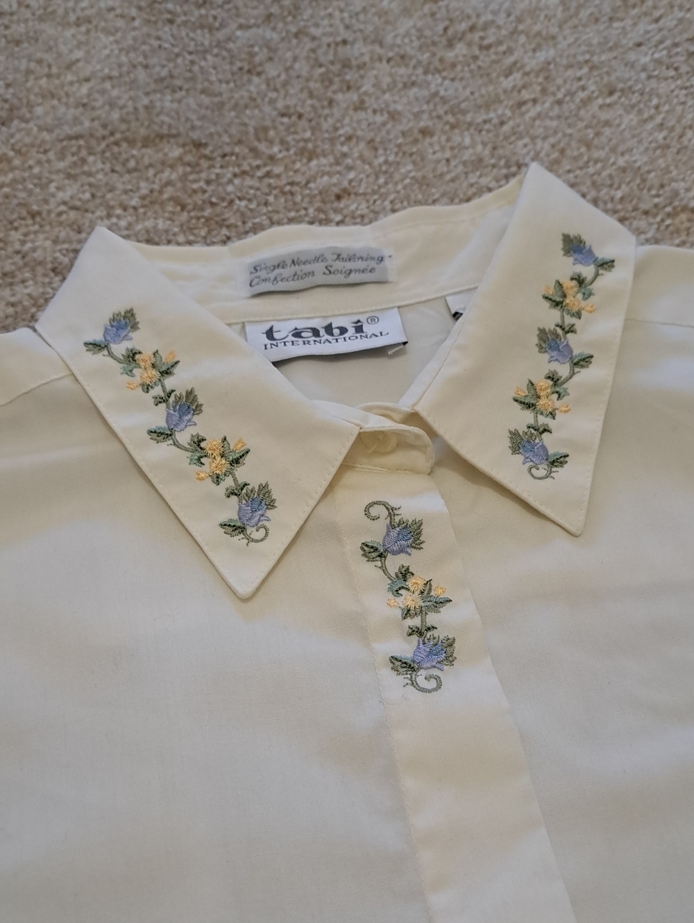 Vintage Tabi Int'l Button Front Blouse Embroidered Floral Size XL Cottagecore